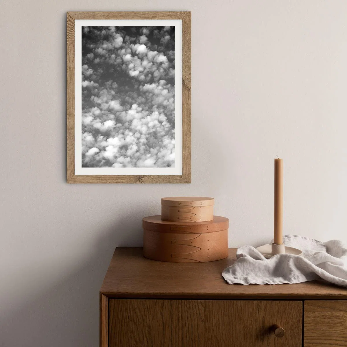 Sky Clouds and Counting Sheep Art Print Oak Frame – image 9