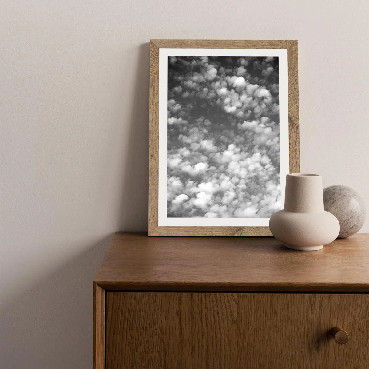 Sky Clouds and Counting Sheep Art Print Oak Frame – image 10