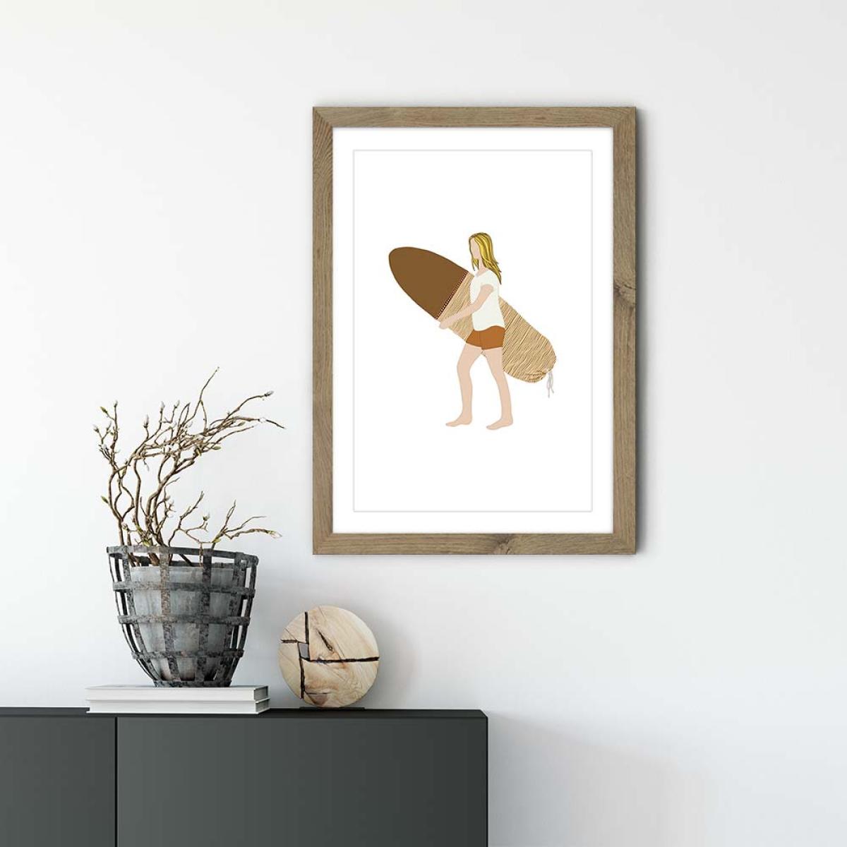 Mellow Leaves Art Print Oak Frame – image 2