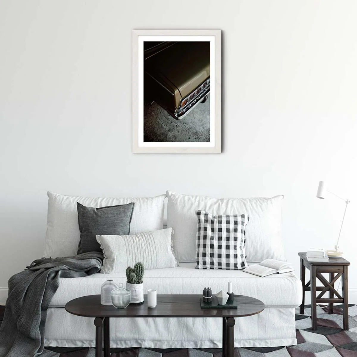 Green Car Art Print White Frame – image 2