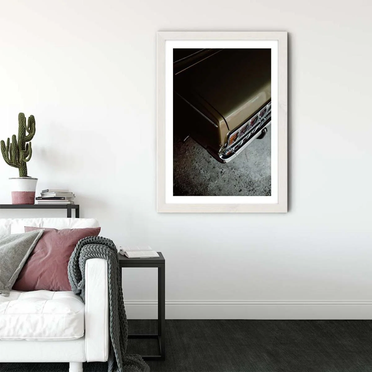 Green Car Art Print White Frame – image 3