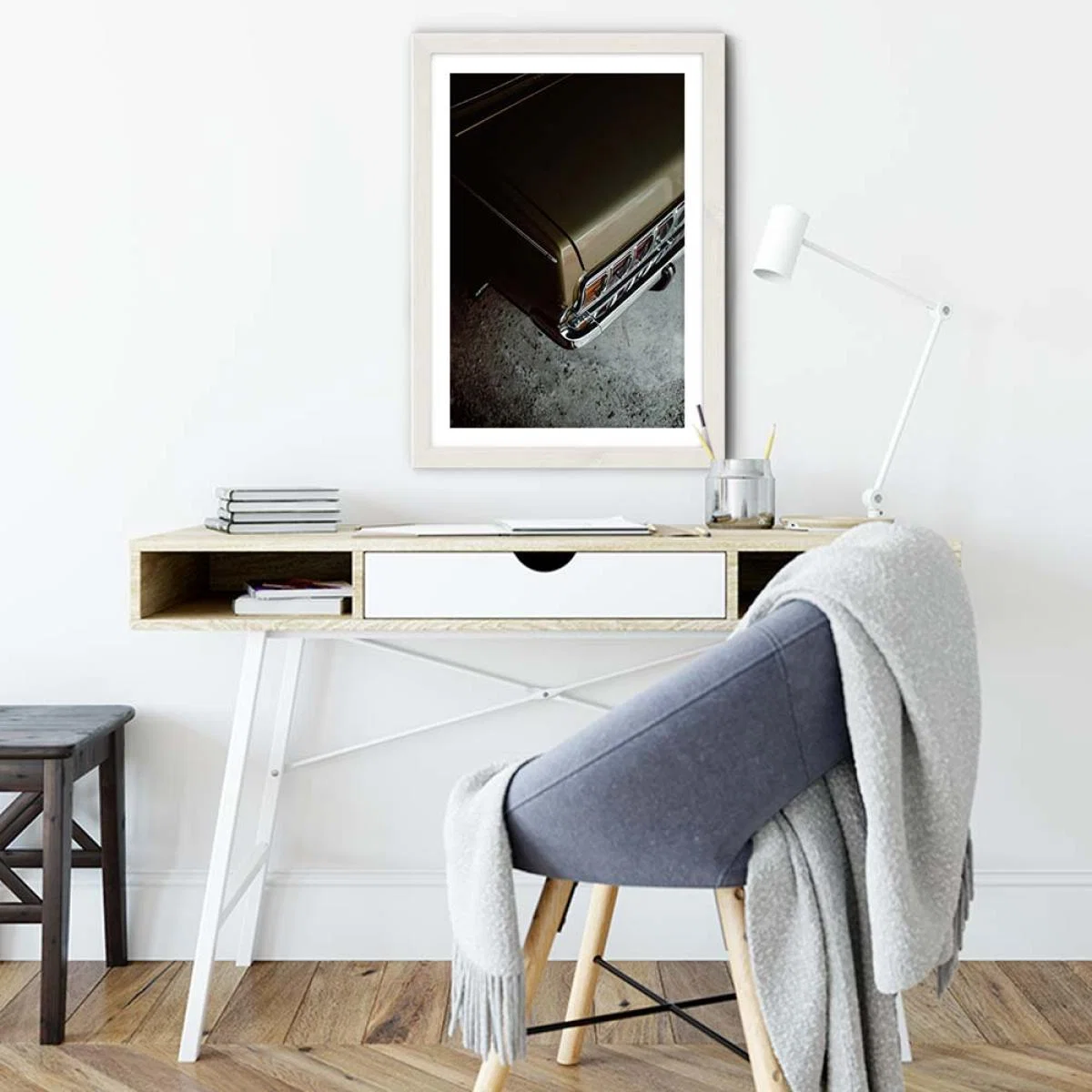 Green Car Art Print White Frame – image 5