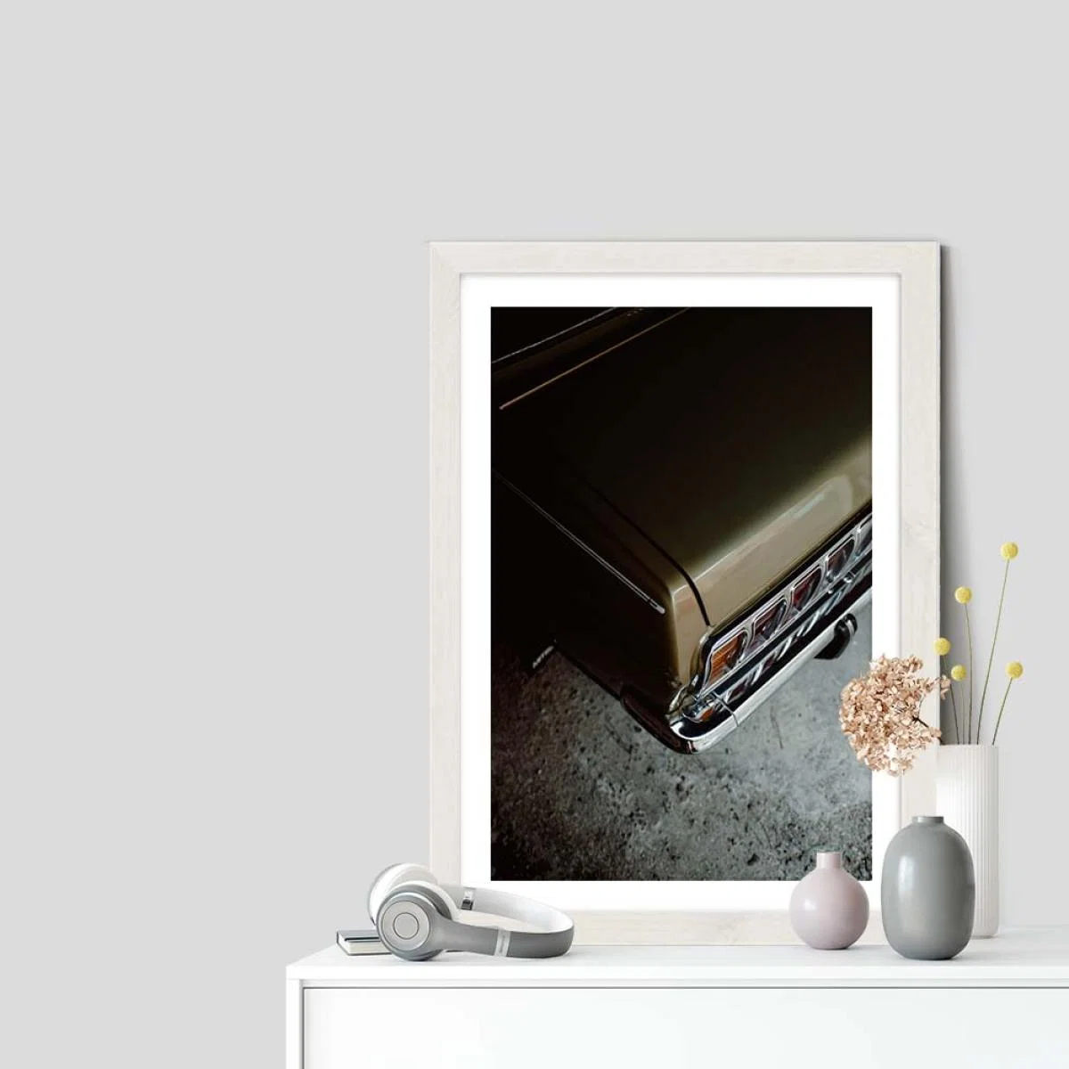 Green Car Art Print White Frame – image 7