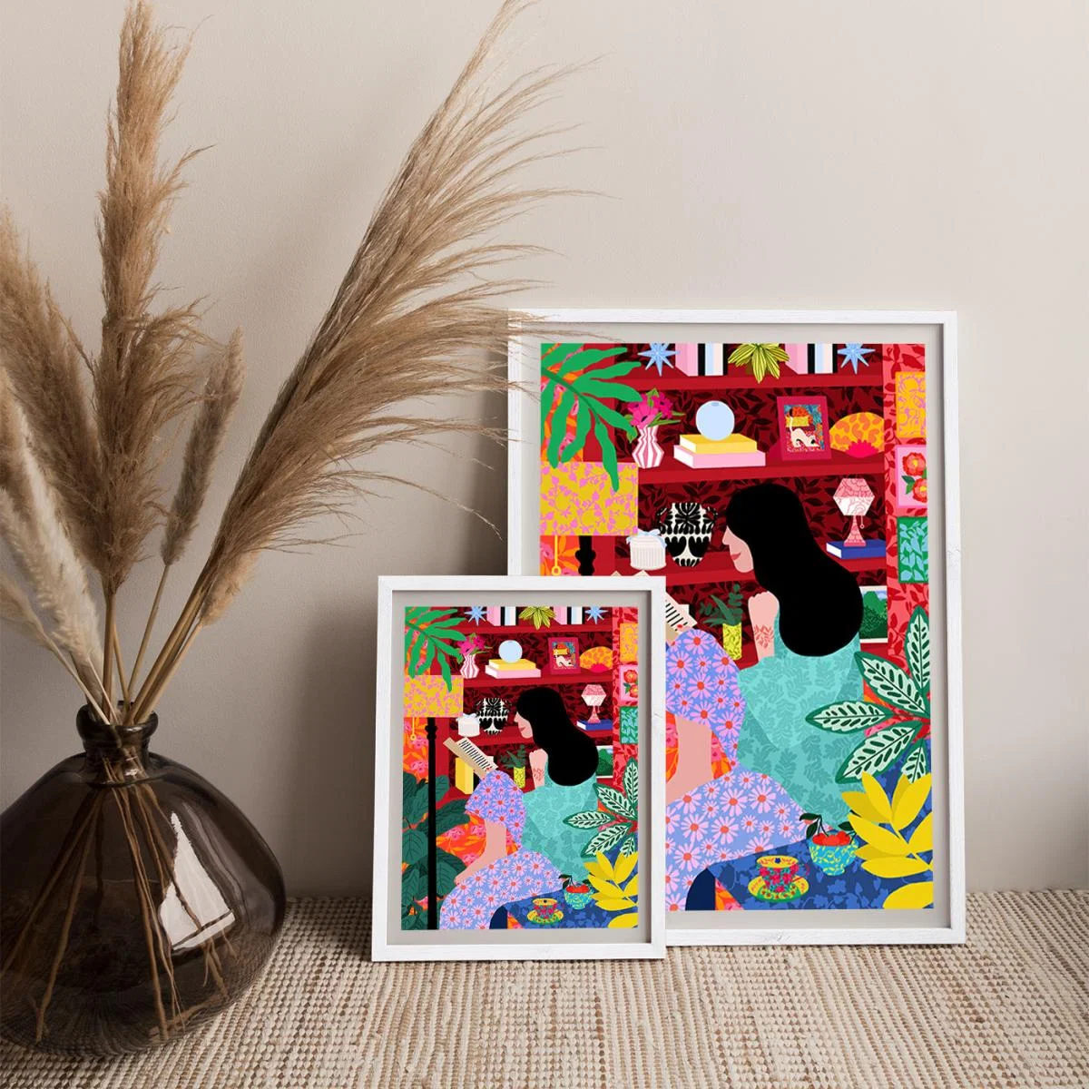 Girl Reading Her Favorite Book Art Print White Frame – image 7