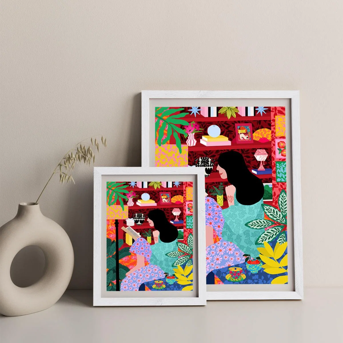 Girl Reading Her Favorite Book Art Print White Frame – image 8