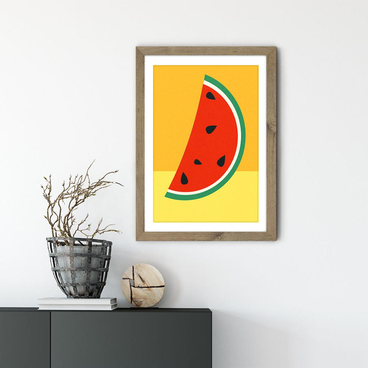 Melon Slice Art Print Oak Frame – image 2