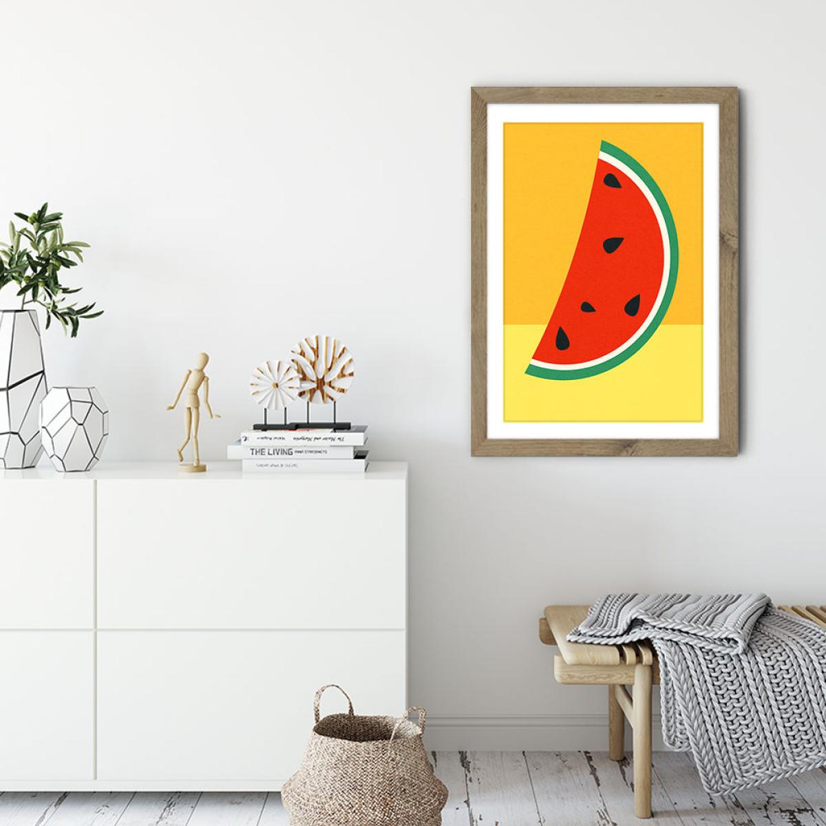 Melon Slice Art Print Oak Frame – image 3