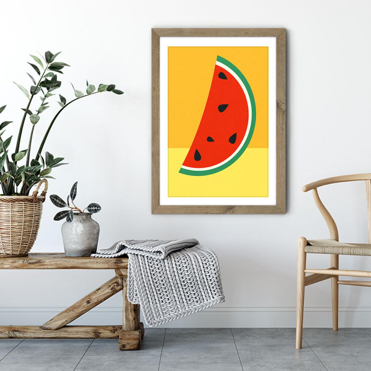 Melon Slice Art Print Oak Frame – image 4