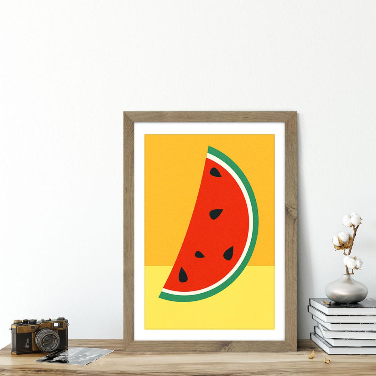 Melon Slice Art Print Oak Frame – image 5