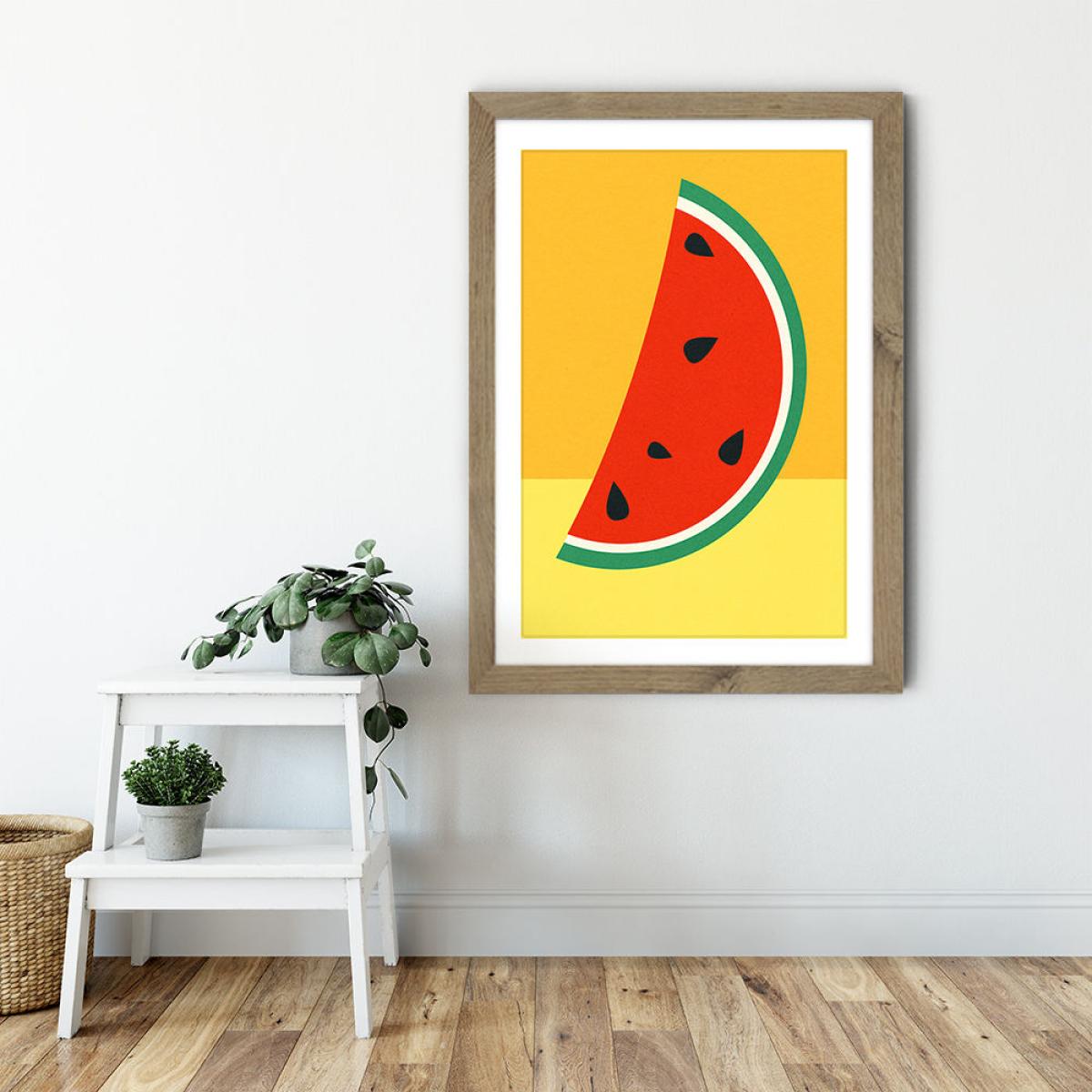 Melon Slice Art Print Oak Frame – image 6
