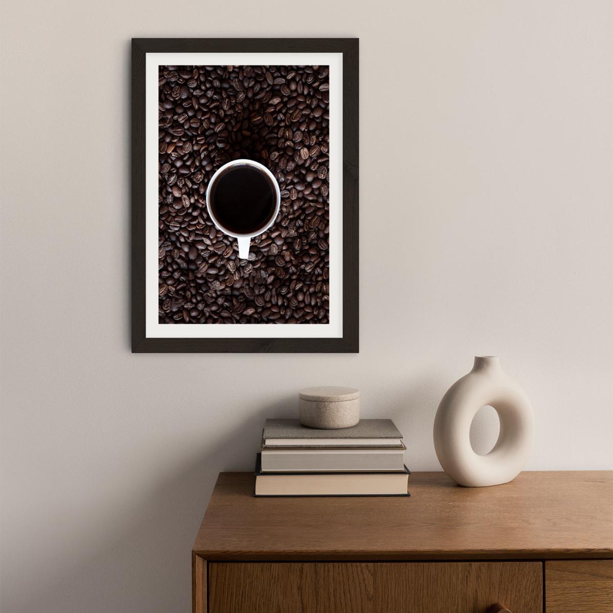 Black Coffee Please Wake Me Up Art Print Black Frame – image 2