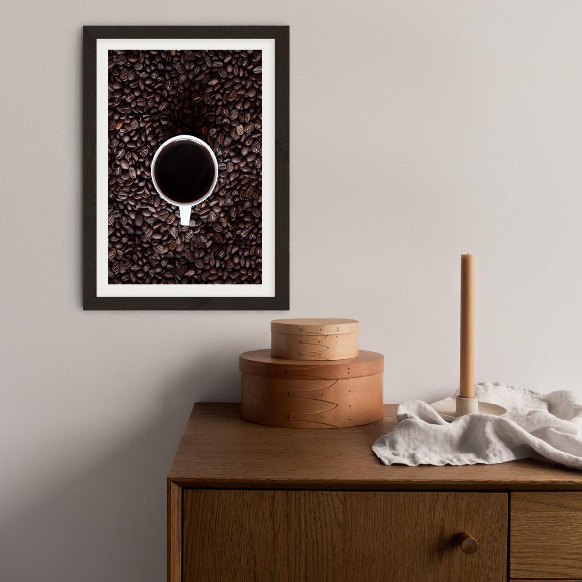 Black Coffee Please Wake Me Up Art Print Black Frame – image 3