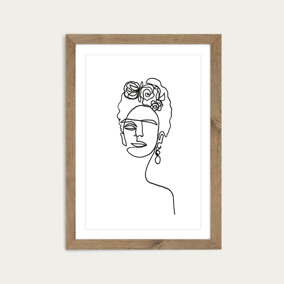 Frida Kahlo Art Print Oak Frame – image 1