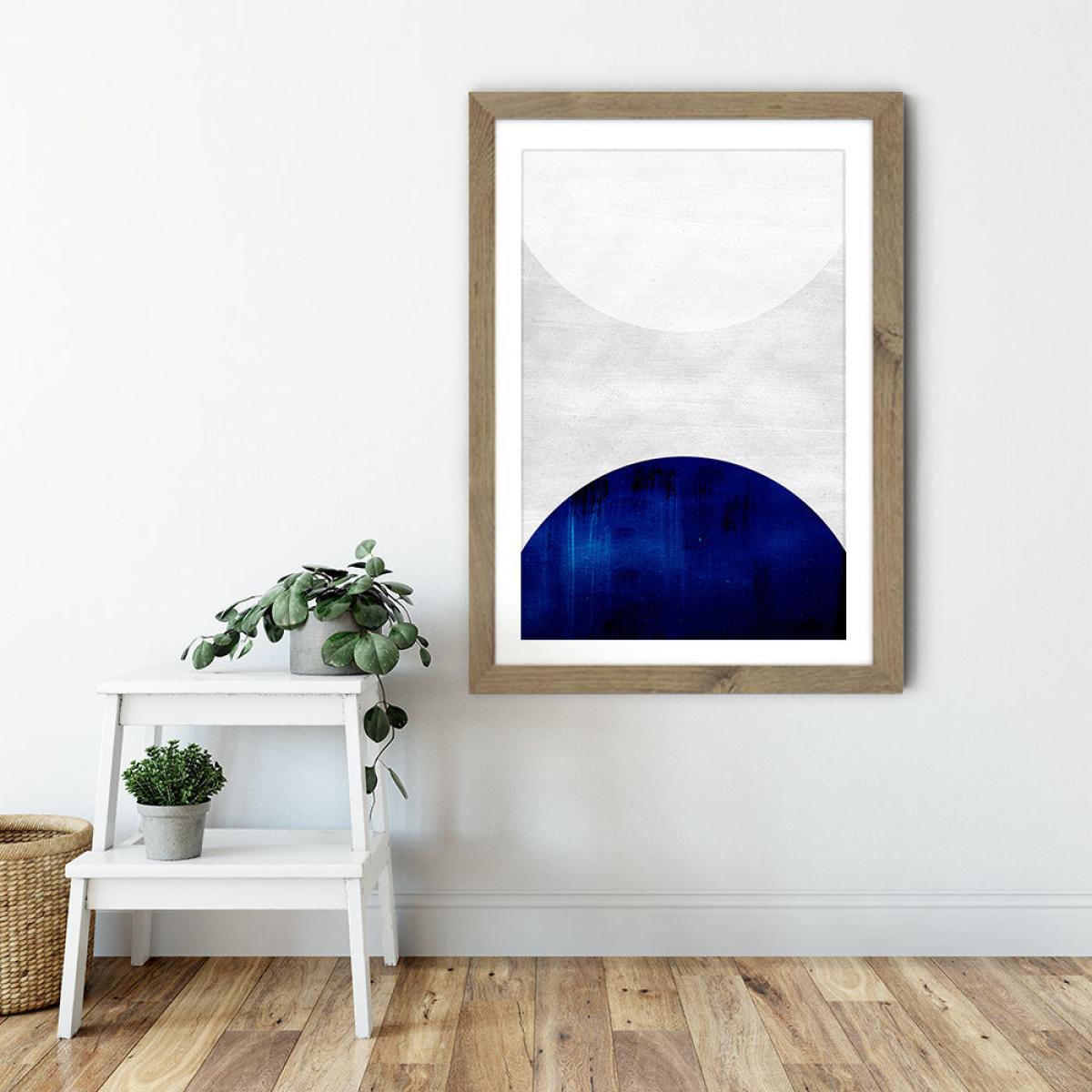 White and Cobalt Art Print Oak Frame – image 2