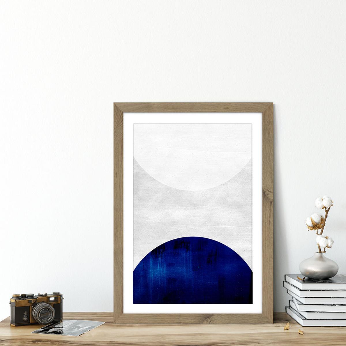 White and Cobalt Art Print Oak Frame – image 3