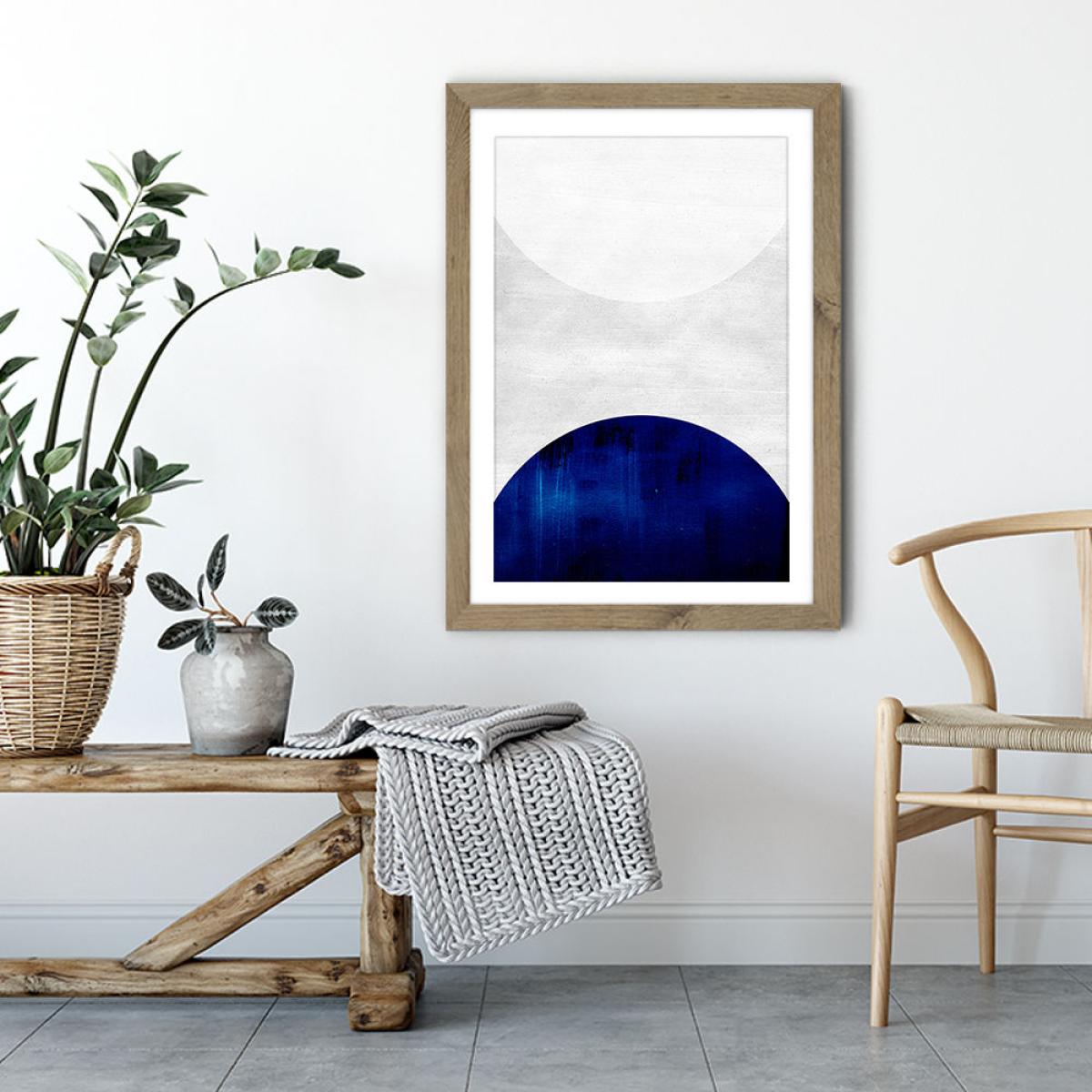 White and Cobalt Art Print Oak Frame – image 4