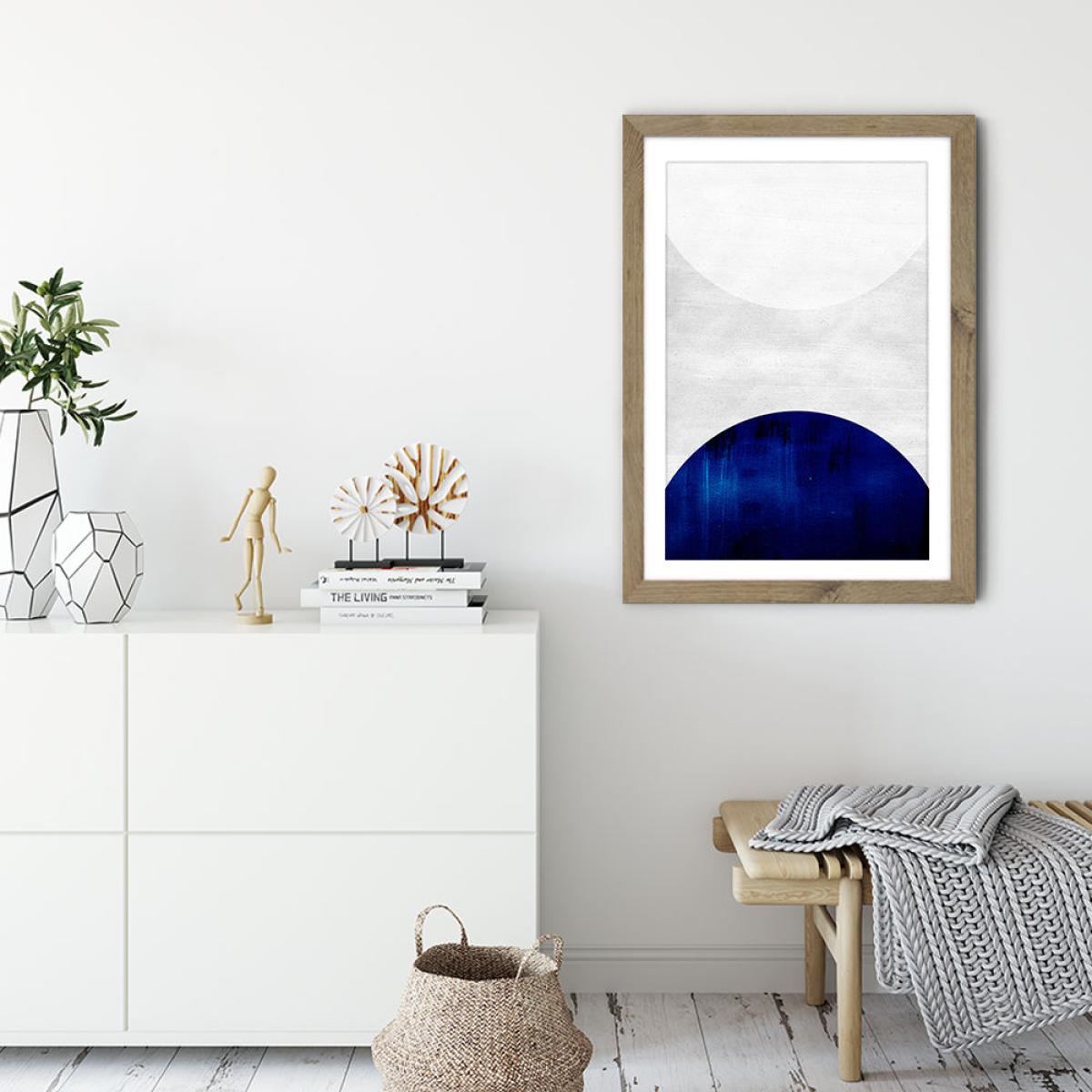 White and Cobalt Art Print Oak Frame – image 5