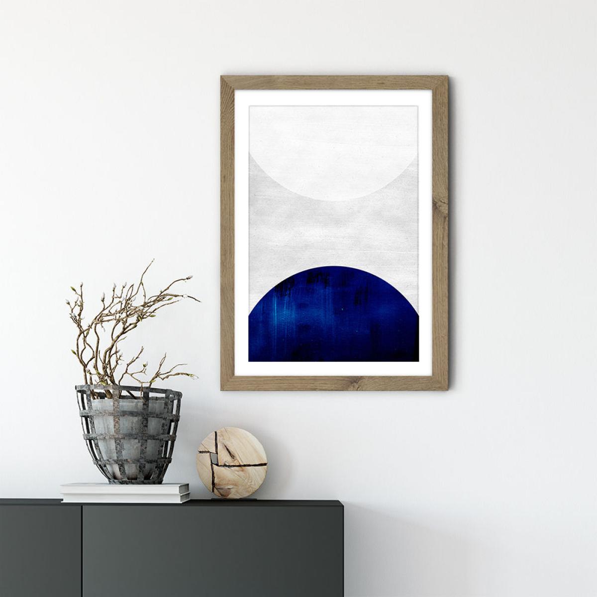 White and Cobalt Art Print Oak Frame – image 6