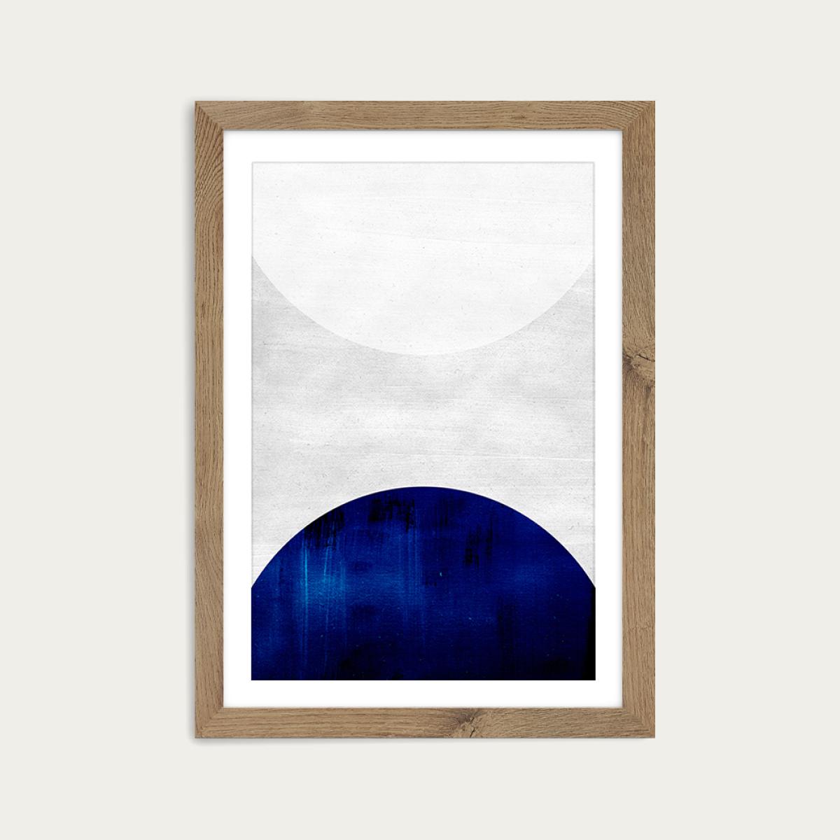 White and Cobalt Art Print Oak Frame – image 1