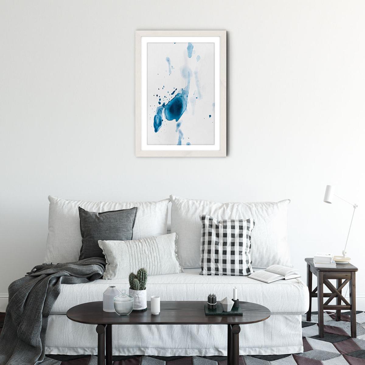 Sea Blue Abstract Aquarelle I Art Print White Frame – image 2