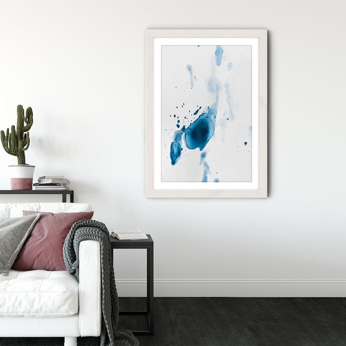 Sea Blue Abstract Aquarelle I Art Print White Frame – image 3