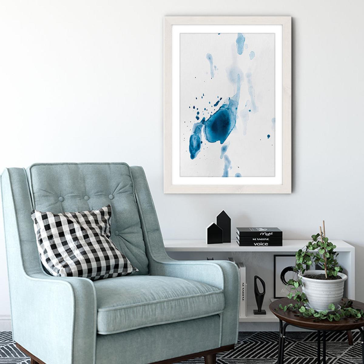 Sea Blue Abstract Aquarelle I Art Print White Frame – image 4