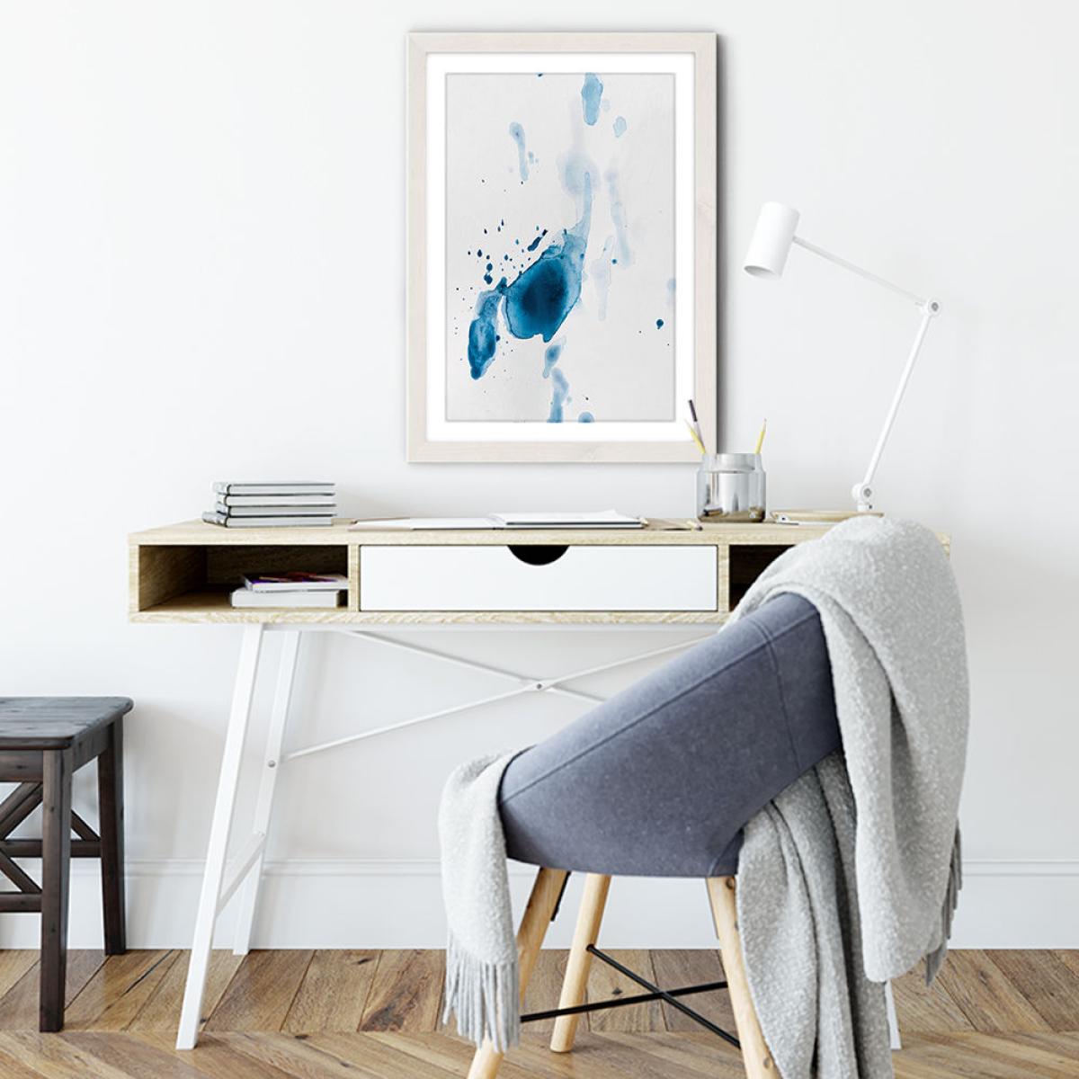 Sea Blue Abstract Aquarelle I Art Print White Frame – image 5