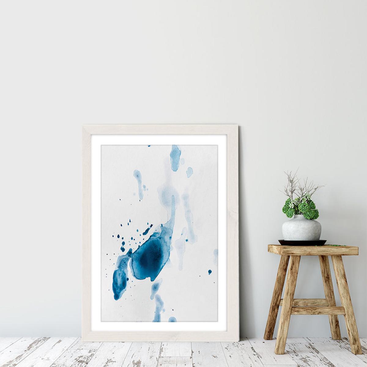Sea Blue Abstract Aquarelle I Art Print White Frame – image 6