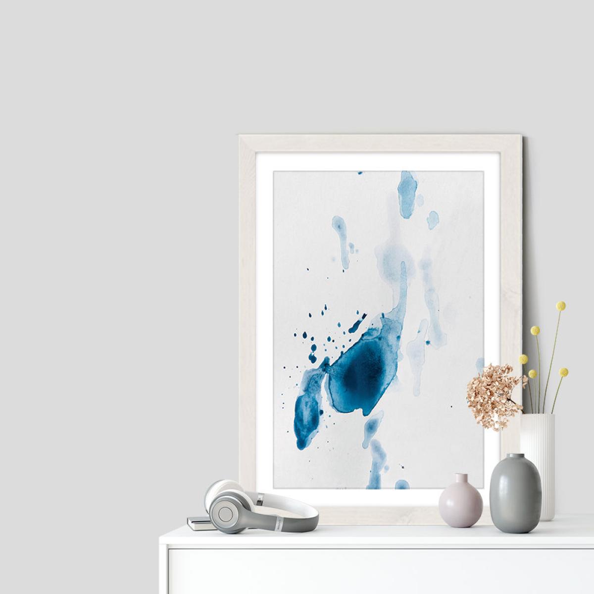 Sea Blue Abstract Aquarelle I Art Print White Frame – image 7