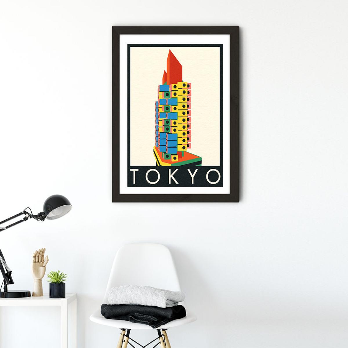 Tokyo Capsule Tower Art Print Black Frame – image 2