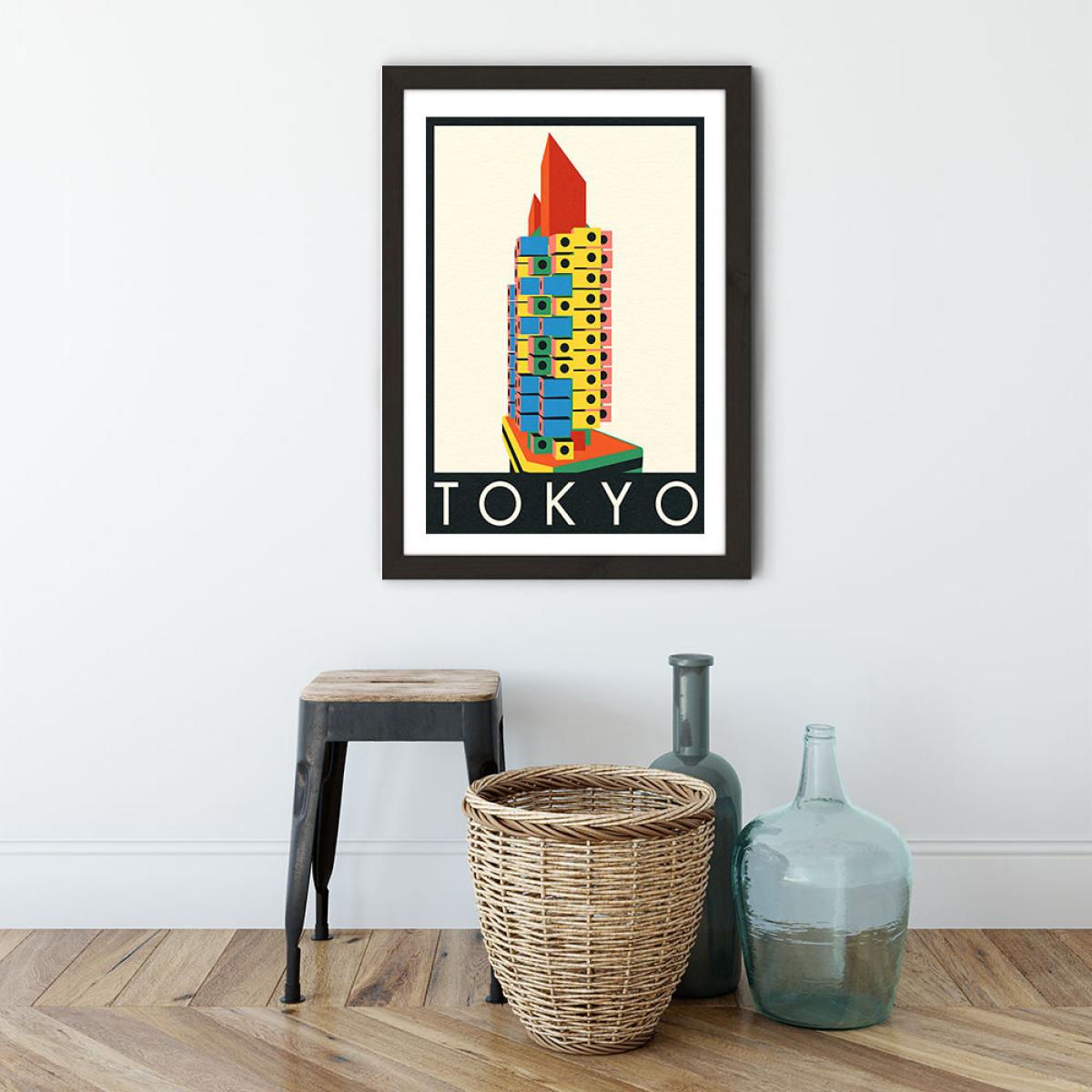 Tokyo Capsule Tower Art Print Black Frame – image 3
