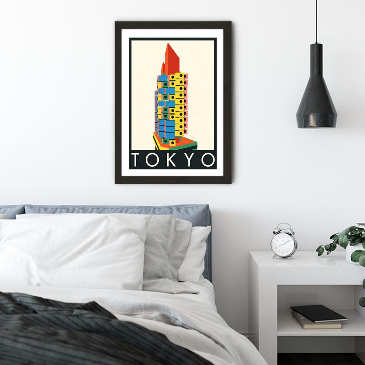 Tokyo Capsule Tower Art Print Black Frame – image 4