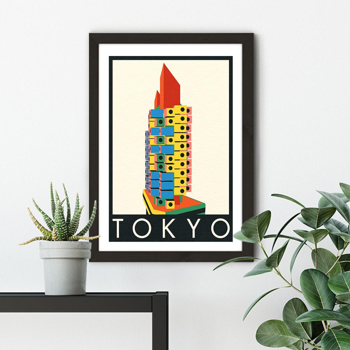 Tokyo Capsule Tower Art Print Black Frame – image 5