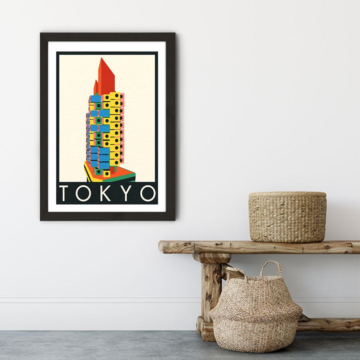 Tokyo Capsule Tower Art Print Black Frame – image 6