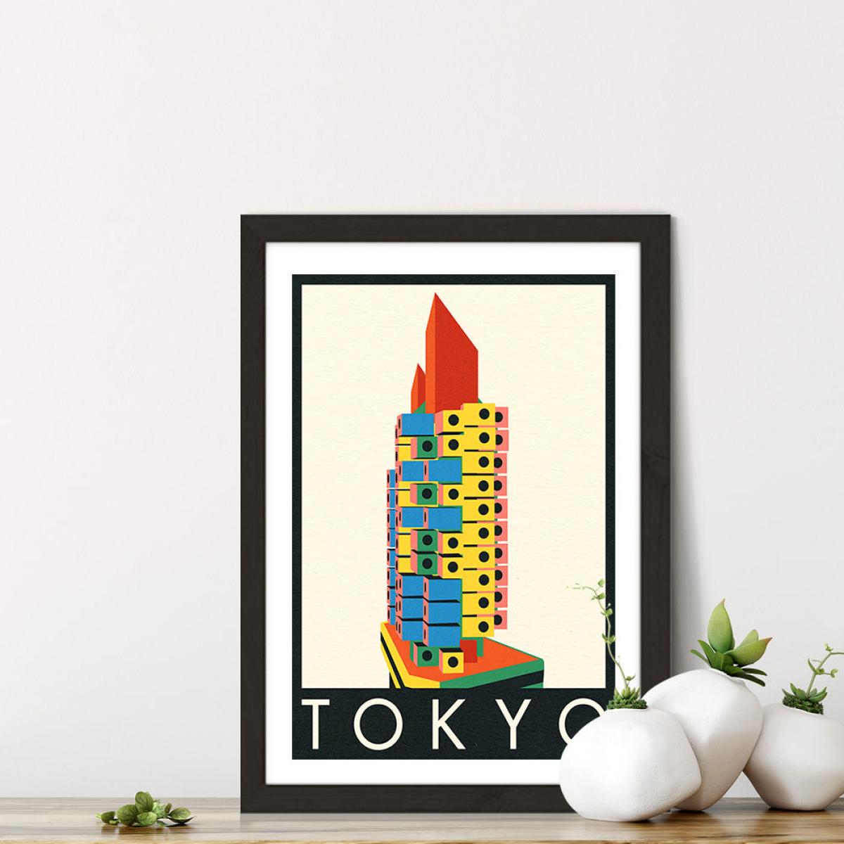Tokyo Capsule Tower Art Print Black Frame – image 7