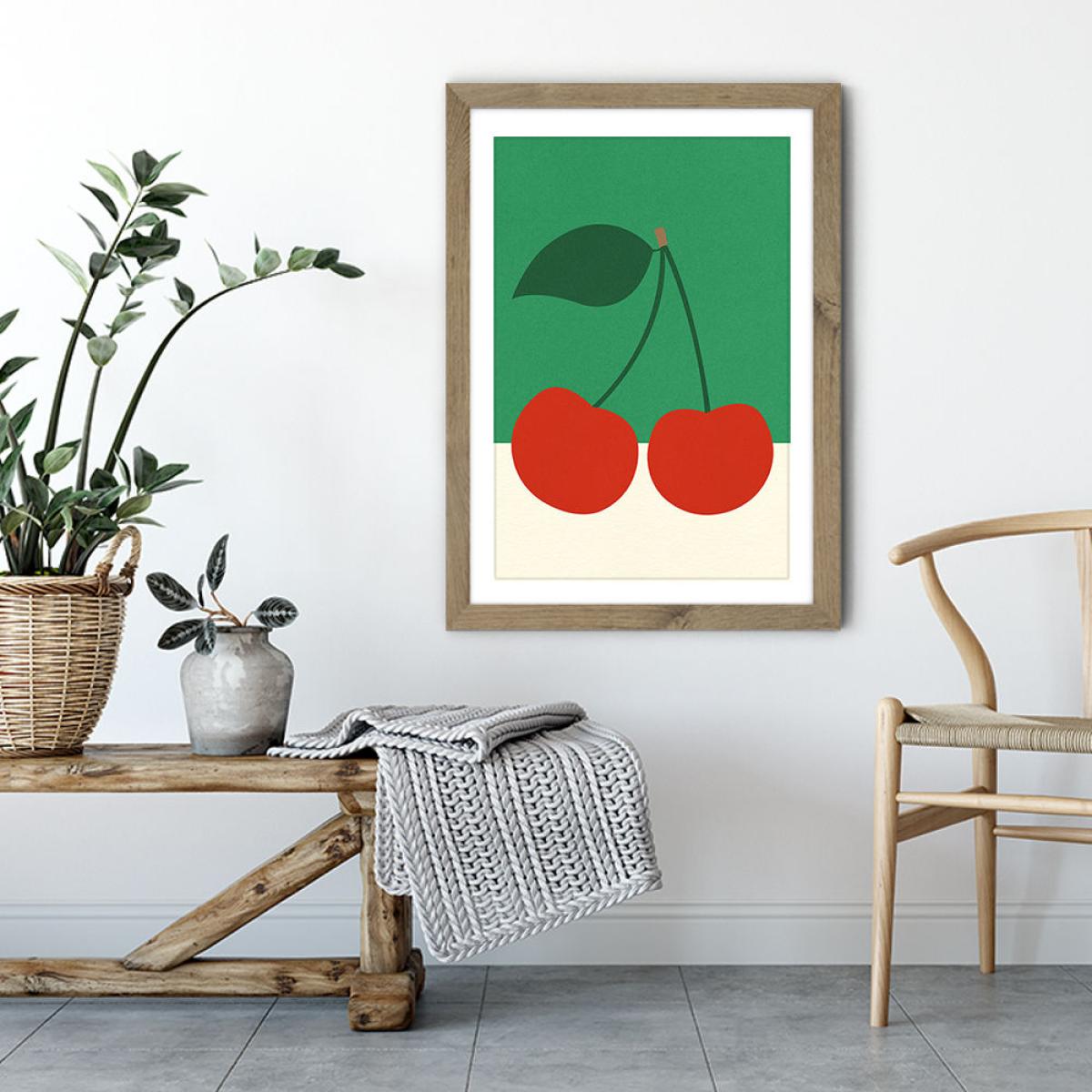 Cherries Art Print Oak Frame – image 4