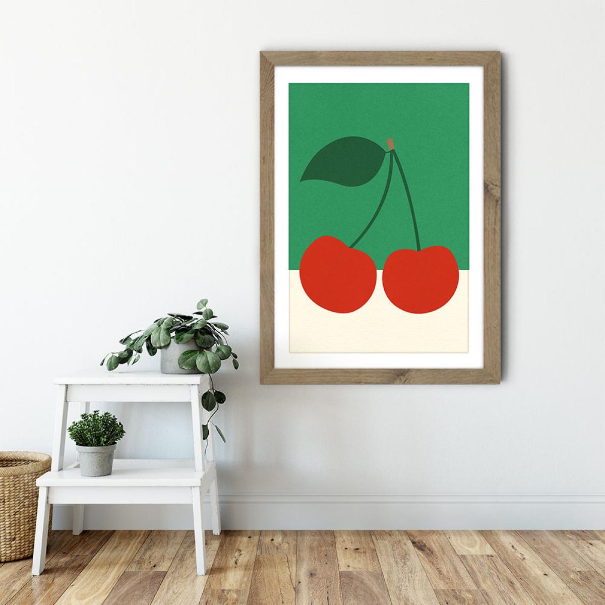 Cherries Art Print Oak Frame – image 6