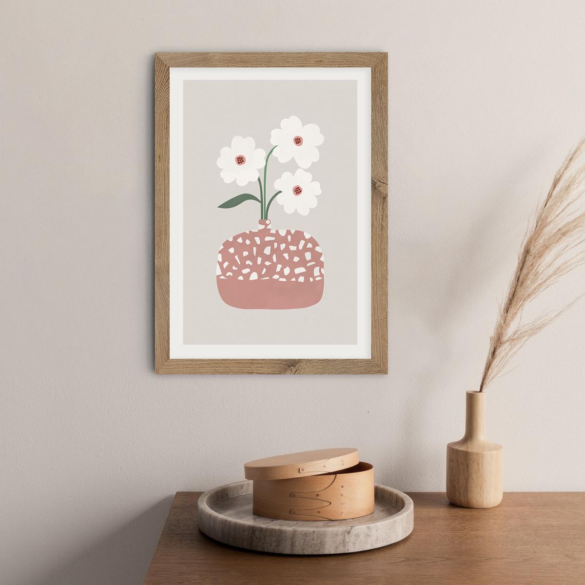 Terrazzo & Flowers Art Print Oak Frame – image 6