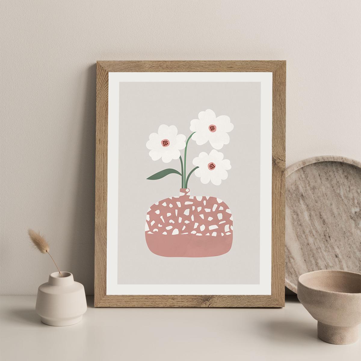 Terrazzo & Flowers Art Print Oak Frame – image 7