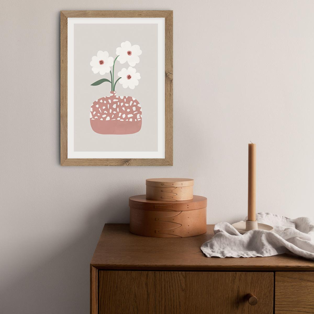 Terrazzo & Flowers Art Print Oak Frame – image 9