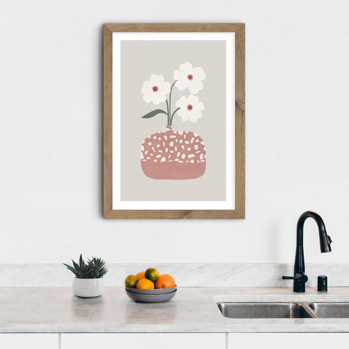 Terrazzo & Flowers Art Print Oak Frame – image 10