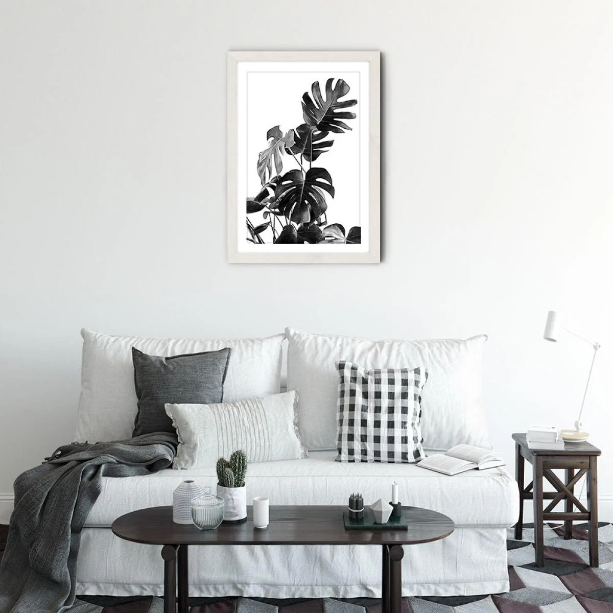 Monstera Black and White 9 Art Print White Frame – image 2