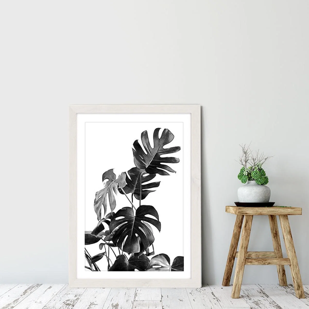 Monstera Black and White 9 Art Print White Frame – image 6