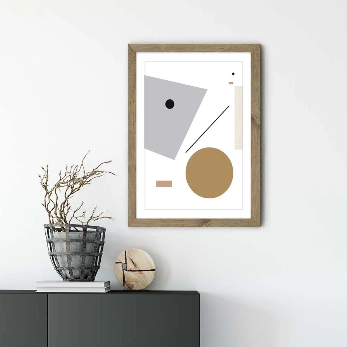 Minimal Geo 3 Art Print Oak Frame – image 2