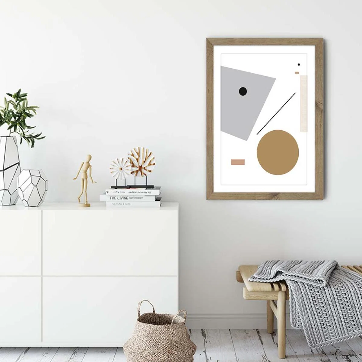 Minimal Geo 3 Art Print Oak Frame – image 3