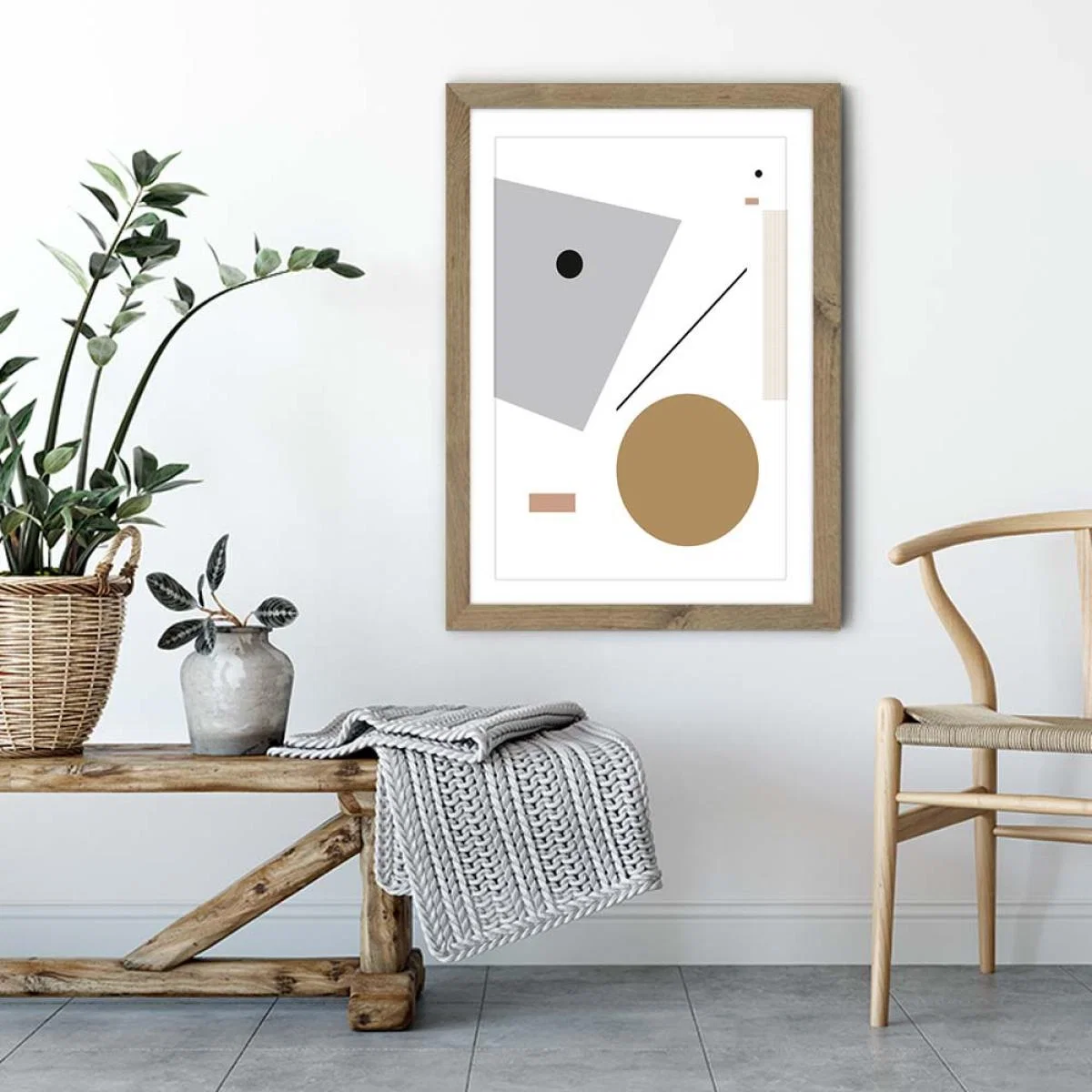 Minimal Geo 3 Art Print Oak Frame – image 4