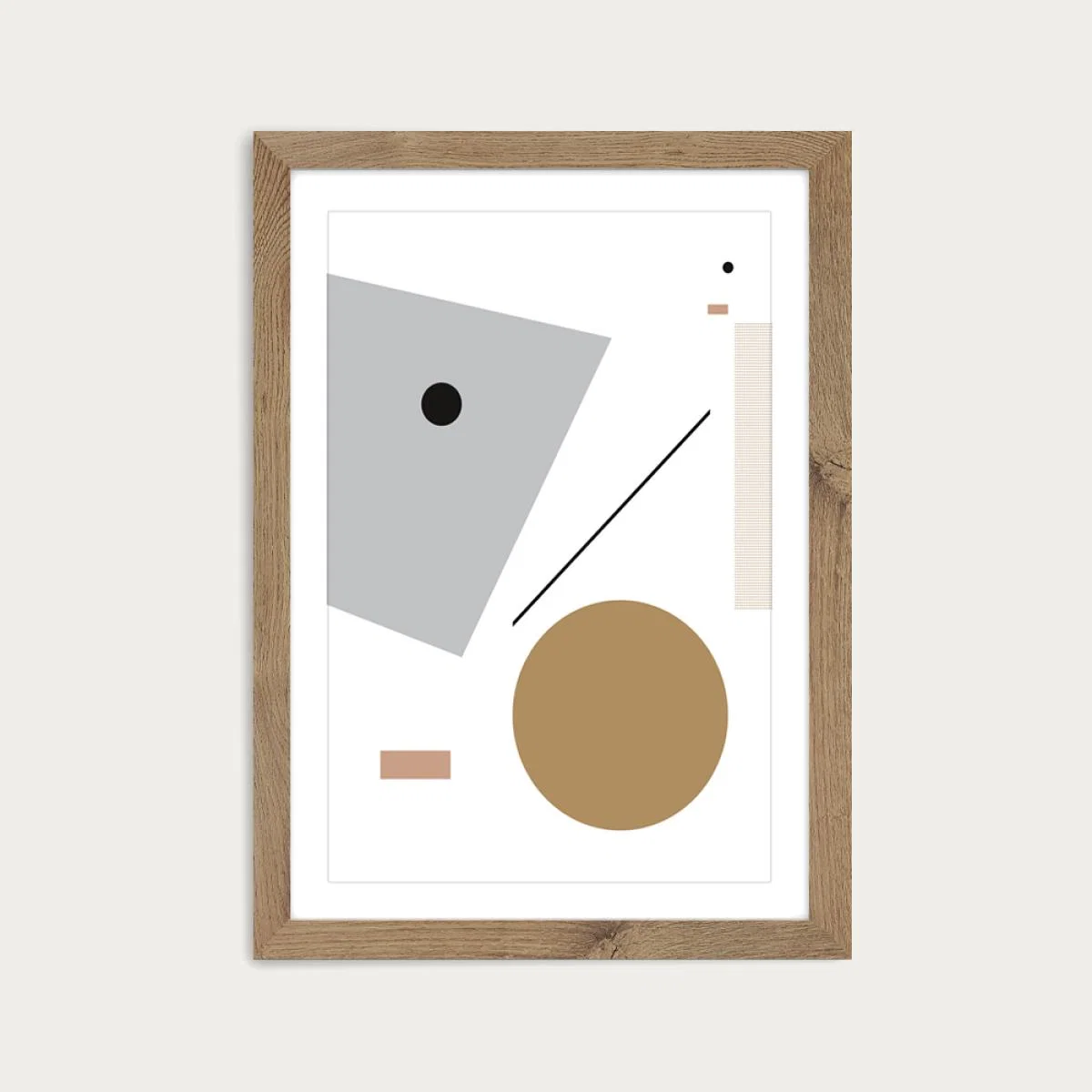 Minimal Geo 3 Art Print Oak Frame – image 1