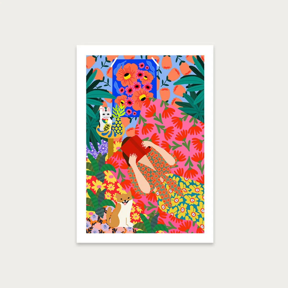 Girl With Book Art Print Unframed