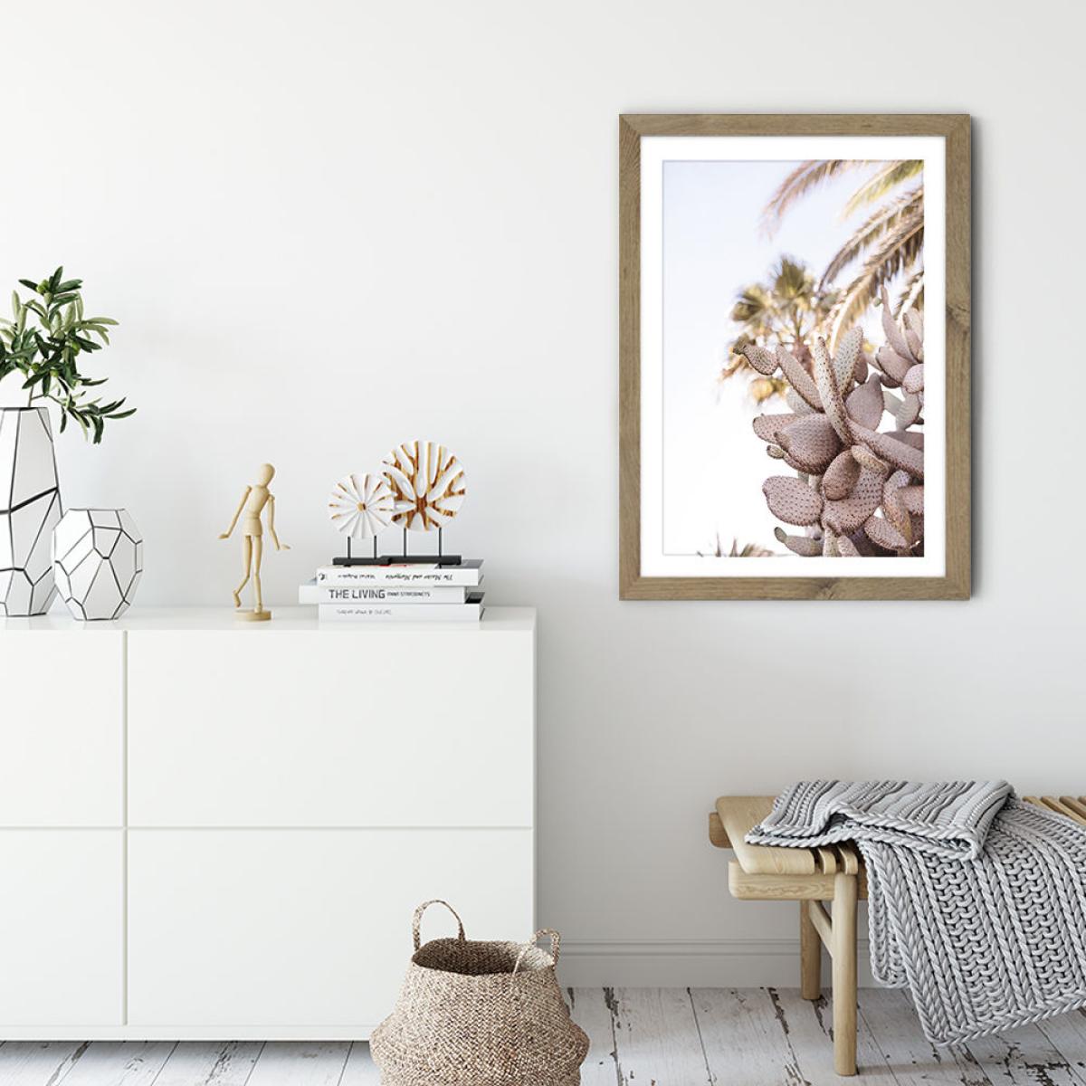 Cacti Art Print Oak Frame – image 3