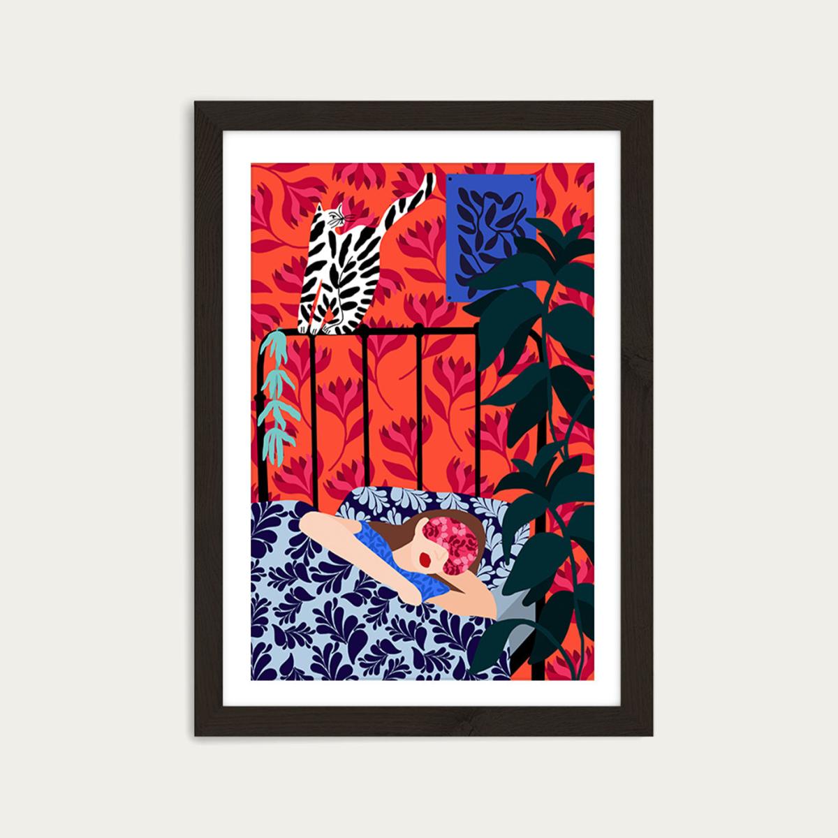Girl Dreaming Art Print Black Frame – image 2